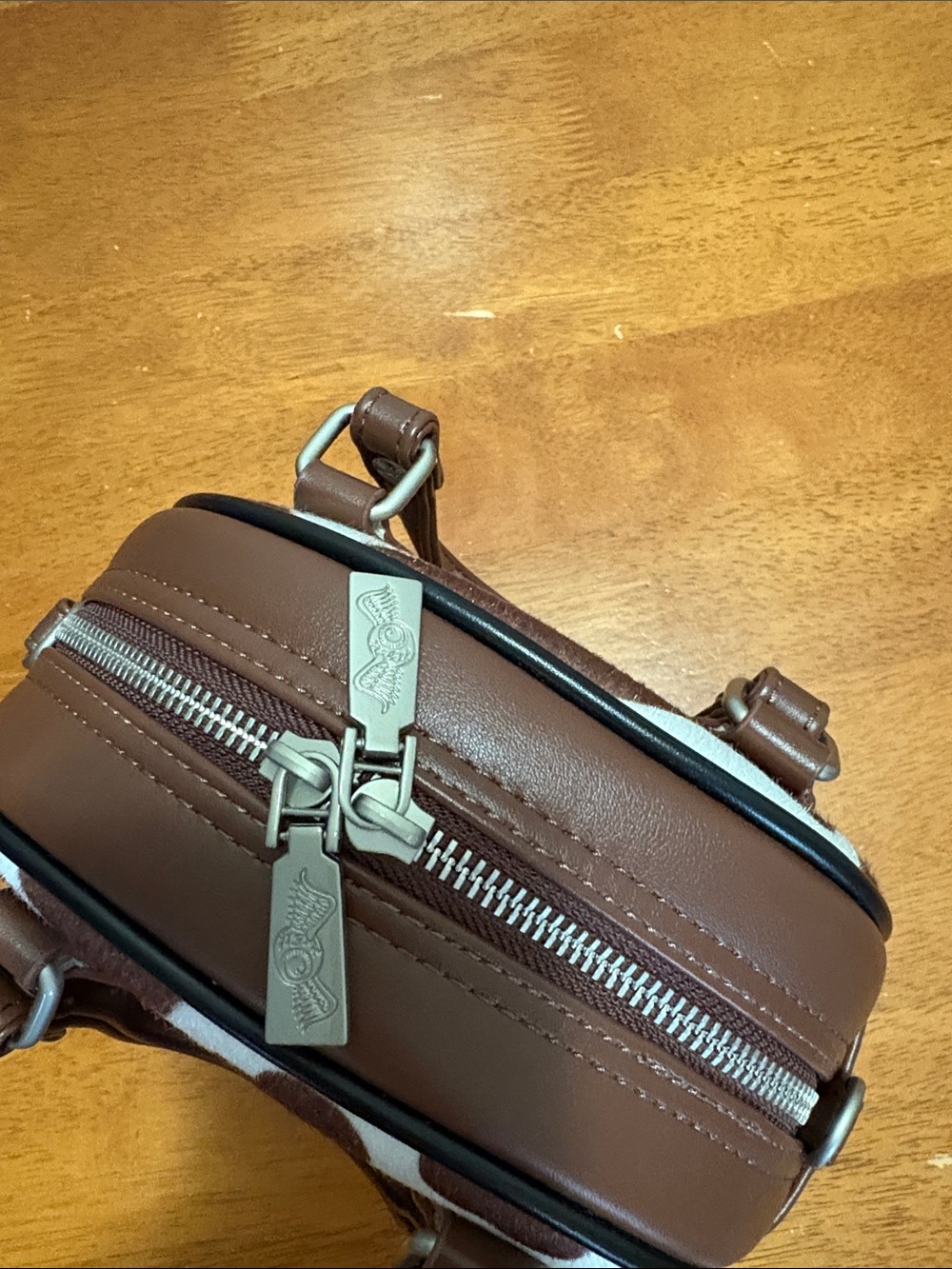 Von Dutch Brown & White Cow-Print Mini Satchel - Picture 6 of 6